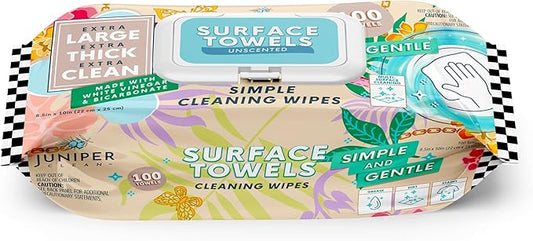 Single Surface Cleaning Wipes Bleach Free, Thick & Large Dispose, All-Purpose Cleaner for Bathroom, Kitchen, Office, 100 Count Soft Flow, Biodegradable, No Scent
