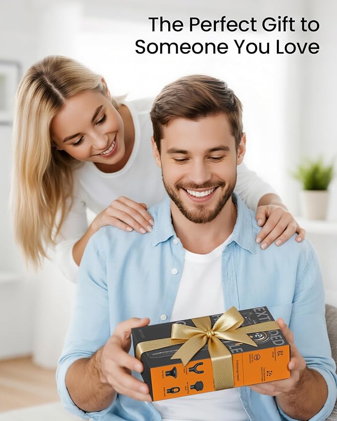 NAPRE Massage Gun with Extension Handle and 3 Adjustable Angles,Deep Tissue Back Massage for Neck/Shoulders/Waist/Legs/Body Pain Relief,Handheld Percussion Muscle Massager with Portable Case,Blue