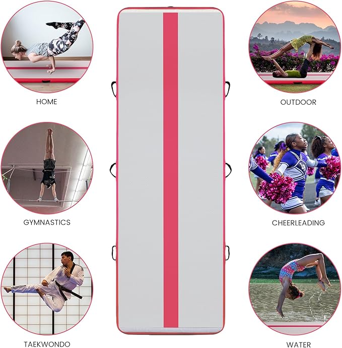 Tuxedo Sailor Inflatable Gymnastics Tumbling Mat Tumble Track Thickness Floor Mat With Electric Air Pump for Gymnastics/Training/Home/Cheerleading/Water/Gym/Yoga