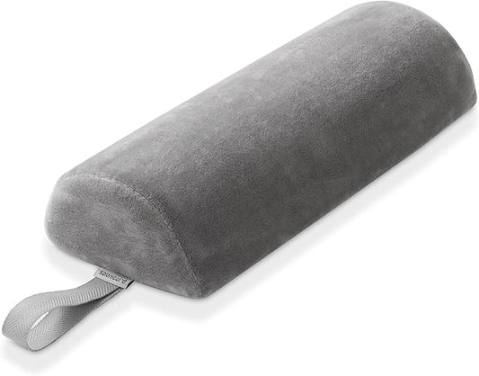 Saloniture Half Round Neck Massage Table Bolster Pillow Pad - 13 x 6 x 3 Inch - Gray Velour