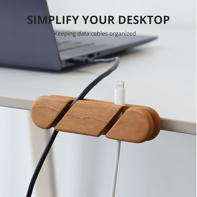 muso wood Cable Clips, Cherry Cord Holder, Cable Management Cord Organizer, Cable Straps for Desk Home and Office