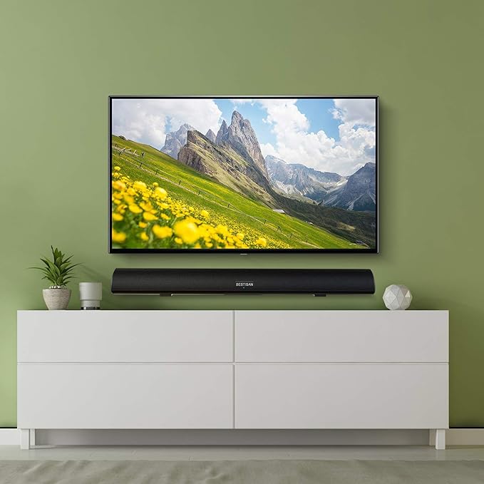BESTISAN Sound Bar, 100Watt Soundbar for TV, Wired & Wireless Bluetooth 5.0 Sound Bar(40 Inch, 6 Drivers, Optical, HDMI-ARC)