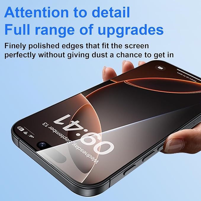 OneFish Full Edge Coverage Tempered Glass Screen Protector for IPhone 15/IPhone 14 Pro 6.1 inch, 2 Pack Edge Reinforcement, Self-Aligning Installation, Case Friendly Privacy Screen Protectors