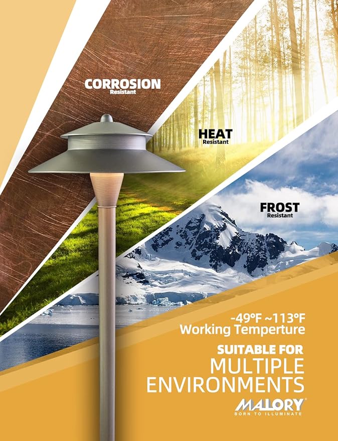 MALORY Low Voltage Pathway Lights with G4 Bulb 1-Pack,(24''H) Brass Landscape Path Light, 12V Outdoor LED Landscape Lighting for Yard with Ground Stake(P03)