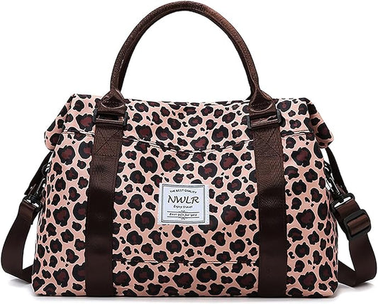 Travel Duffle Bag Weekender Overnight Gym Tote with Dry and Wet Separated Pocket for Women Girls Shoulder Workout Duffel Bag Water Resistant (leopard print)