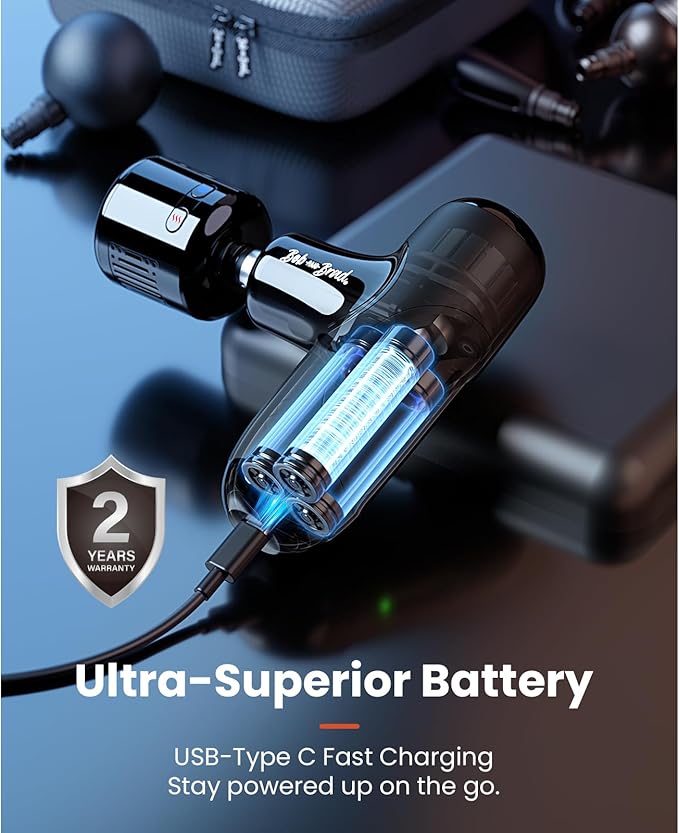 BOB AND BRAD Q2 Pro Mini Massage Gun with Heat and Cold Head, Pocket-Sized Deep Tissue Massager Gun, Portable Percussion Muscle Massager Gun, Ultra Small & Quiet Muscle Massage Gun