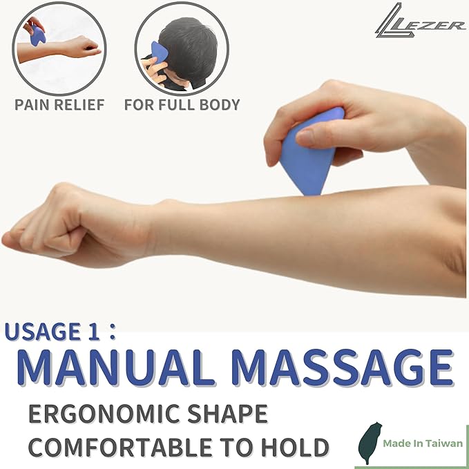 LEZER Trigger Massage Point, Manual Massage Ball, Muscle Knots Relief Tool, Myofascial Release, Physical Therapy, Deep Tissue Back Massage, Plantar Fasciitis, 2.9 in x 2.1 in (Blue)