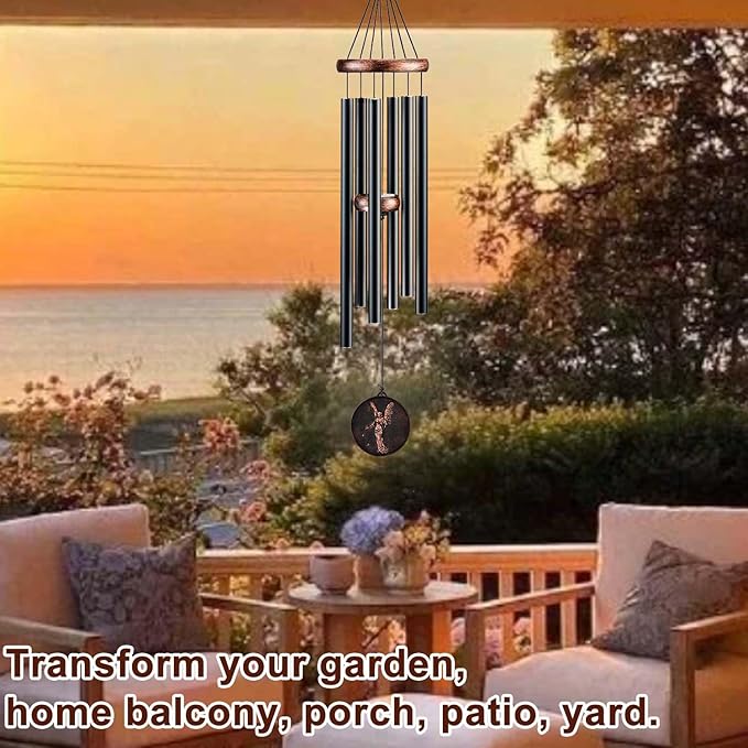 Memorial Wind Chimes for Outside, Sympathy Gifts for Loss of Loved One, Memorial Gift for Loss of Mom Dad Grandparent, Vintage Angel Deep Tone Windchimes Outdoor (32" Angel)