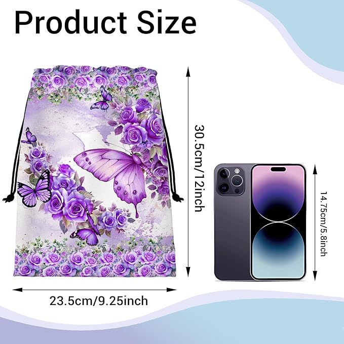 Rose Flower Butterfly Grip Bag for Gymnast Adjustable Women Sports Gymnastics Drawstring Bag