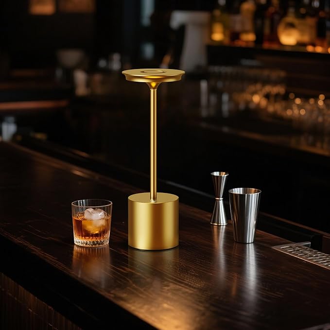 Cordless Rechargeable LED Table Lamp 6000mAH Battery Powered Waterproof Desk Lamp,Portable Touch 3 Color Stepless Dimming Light for Indoor/Outdoor/Dinning/Patio/Restaurant(Gold 2Pack)