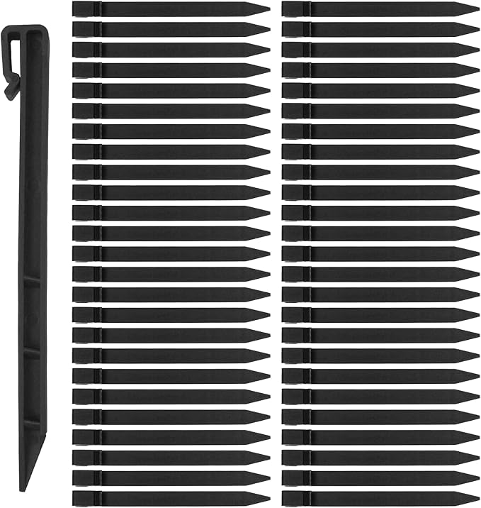 50 PCS Plastic Landscape Stakes, 10Inch Plant Support Lawn Stake Heavy Duty for Landscaping and Garden