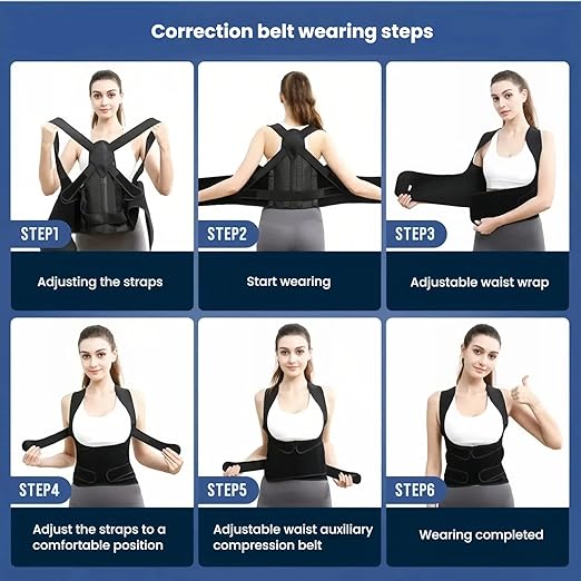 Posture Corrector Back Brace Support, Adjustable Upper Back Straightener, Black (Black, X-Large)