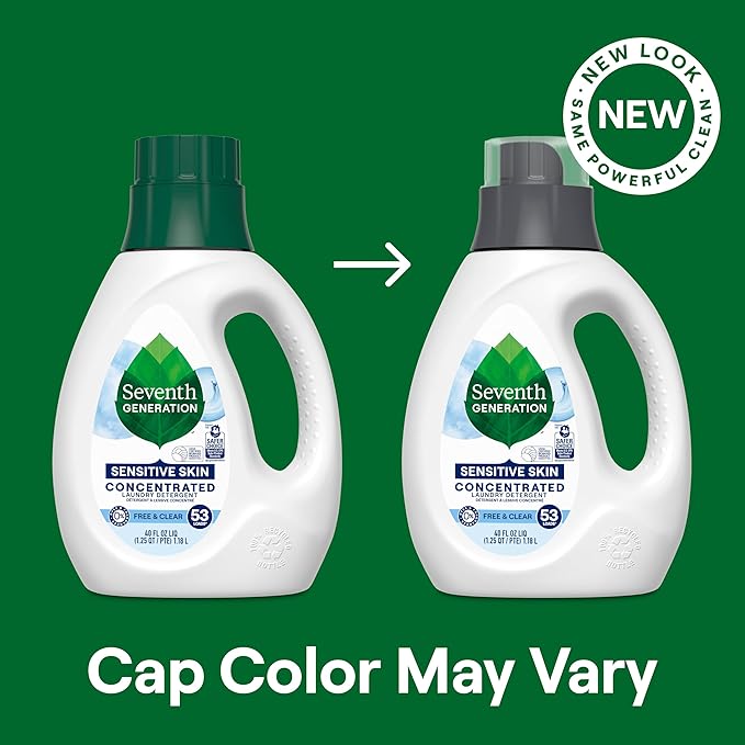 Seventh Generation Concentrated Laundry Detergent Liquid Free & Clear Fragrance Free 40 Fl Oz (Pack of 2)