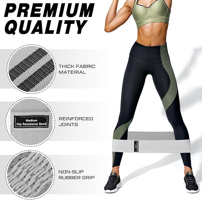 24 Pcs Fabric Resistance Bands for Working Out Strength Exercise Bands for Women Men Resistance Loop for Legs and Butt, Yoga, Pilates, Rehab, Fitness and Home