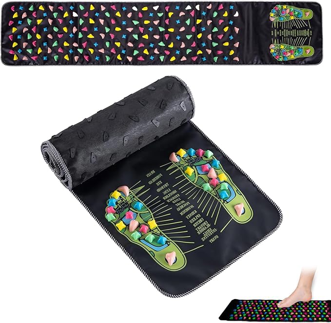 Foot Massage Mat,Acupressure Mats, Reflexology Mat for Pain and Stress Relief, Relaxation, Ideal for Elderly, Students, Office Workers, 68.9 x 13.78 Inches