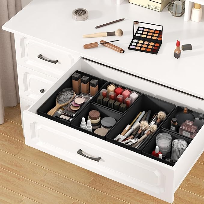 DIMJ Drawer Organizer Clothes 14 Pack - Foldable Baby Organizers and Storage & Dresser Organizer for Bedroom, Closet - Nursery Organization Dresser Dividers for underwear, Sock,Bra, Belt, Tie, Black