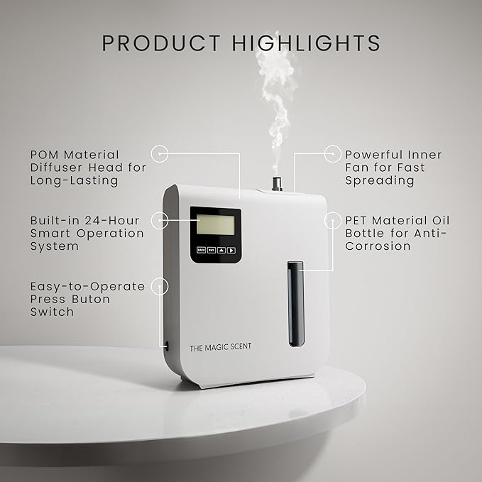 Diffuser, Scent Air Machine for Home & Hotels, HVAC or Portable Nebulizing Diffuser - Large Room Waterless Aroma Machine - Aroma Oil Included