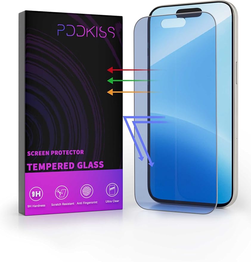 for iPhone 16 Pro Max Blue Light Screen Protector Tempered Glass 6.9 Inch,HD Anti Blue Light Easy Installation
