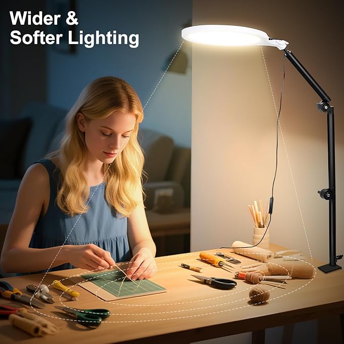 Ring Light for Streaming, 10'' Full Screen LED Ring Light for Desk with Adjustable Arm, Video Conference Lighting for Zoom Meetings, Live Streaming, Content Creator, TikTok, YouTube