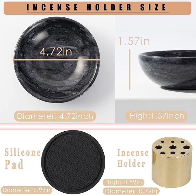 Incense Holder, Natural Marble Incense Holder for Sticks with 9 Holes, Handmade Incense Stick Burner Ideal for Smudging, Incense Burning, Decoration