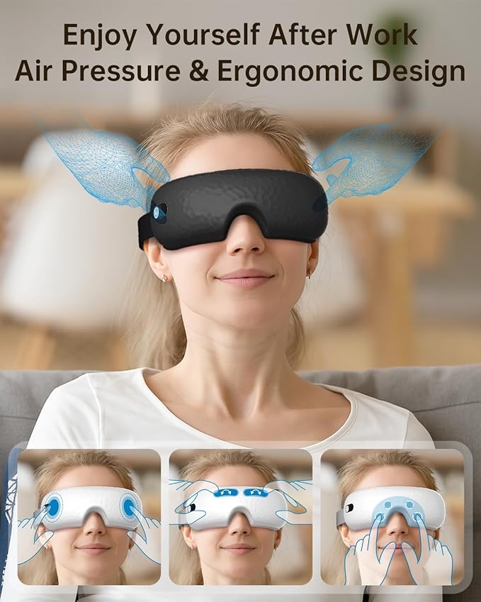 Eye Massager with Heat,Massaging Eye Mask Presents Birthday Gifts for Women mom Men him,Rrelaxing Eye Care Headache Massager Equipment for migraines Relax eyeris