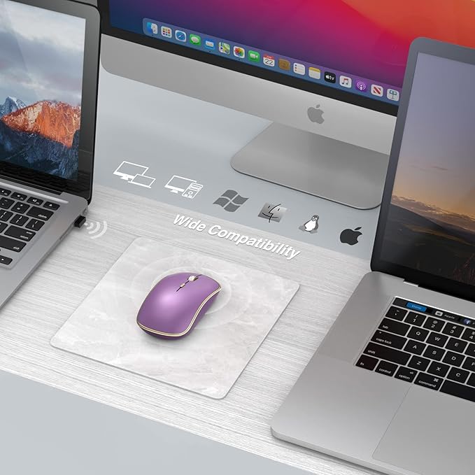 JOYACCESS Wireless Mouse - 2.4G Portable & Ergonomic with 5 DPI Levels for Desktop, Notebook, PC & Laptop (Purple)