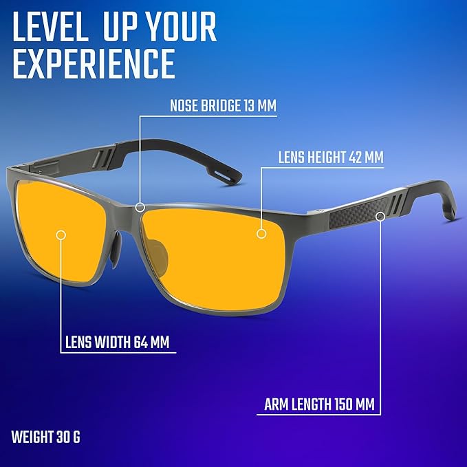 Carbon Blue Light Blocking Glasses Men for Computer, Gaming, Metal Frame Green Light Protection Night Driving Glasses for Man