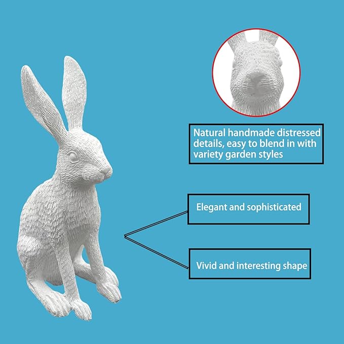 10.2 Inch Resin Garden Statues,Bunny Figurine Decorations for Lawn,Balcony-Yard Art Garden Patio Decor,Unique Housewarming Birthday Gifts for Women