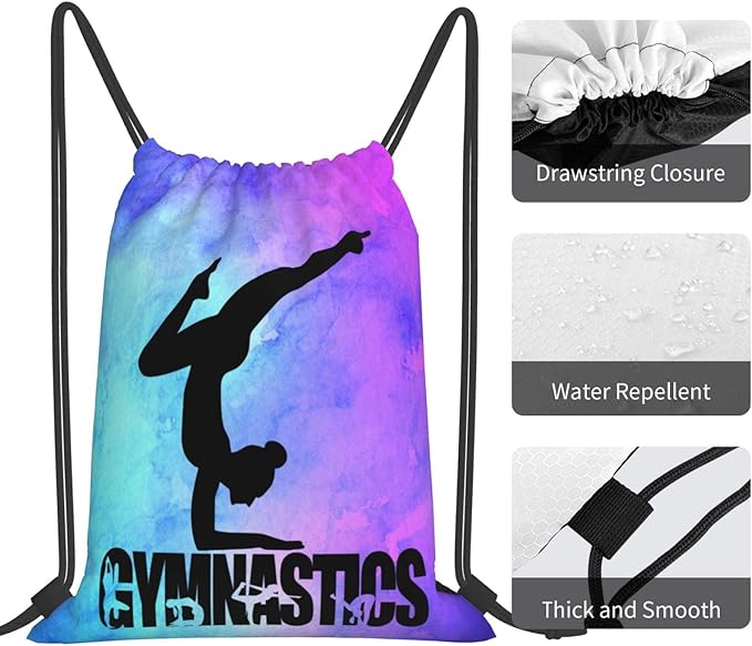 Gymnastics Drawstring Backpack Light Gym String Bag Pink Water Resistant Sackpack Sport Yoga Daypack For Womens Mens