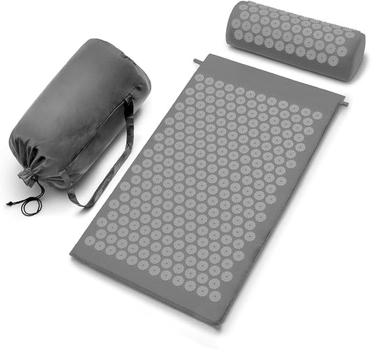 Sivan Health and Fitness Acupressure Mat and Pillow Set - Grounding Mat for Stress, Back & Neck Pain - Acupuncture Point Massage Mat for Muscle Relaxation, Sciatica, & Meditation - Includes Carry Bag