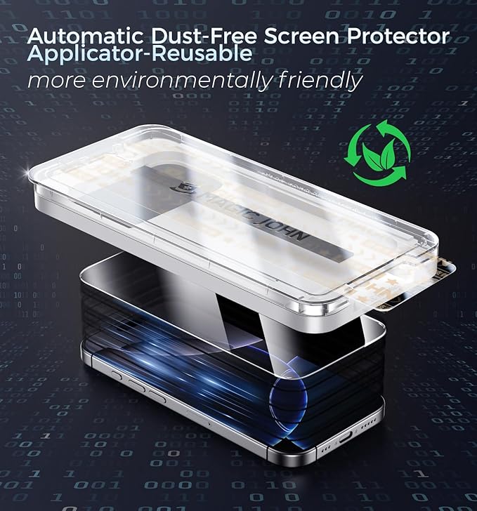 MAGIC JOHN 3rd Gen Upgraded for iPhone 16 Pro Screen Protector 6.3 Inch, HD Clear, Shatterproof Tempered Film, Auto Dust-Elimination, Bubble Free, Easy Installation, 2 Pack