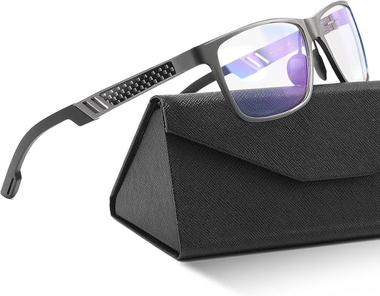 Carbon Blue Light Blocking Glasses Men for Computer, Gaming, Metal Frame Green Light Protection Night Driving Glasses for Man