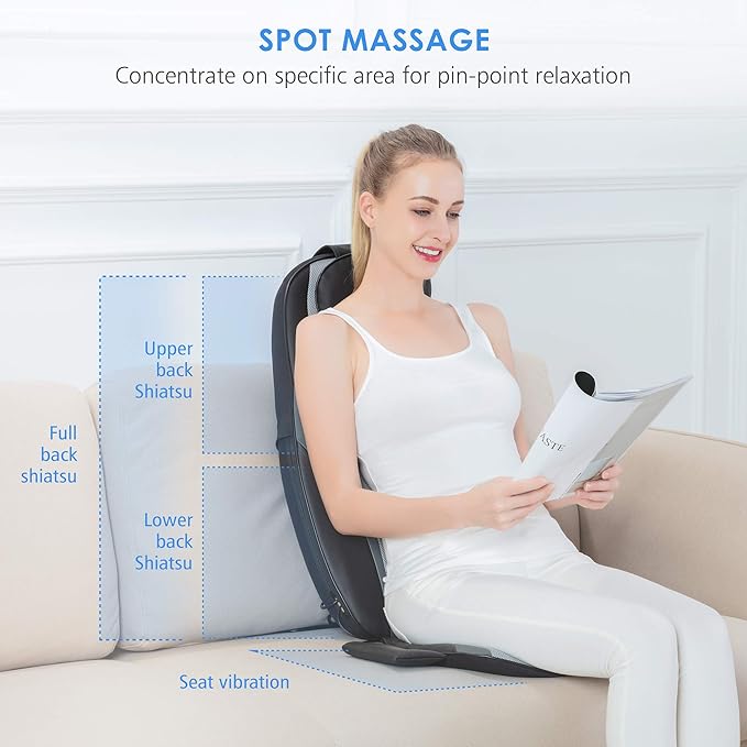 COMFIER Back Massager with Heat,Shiatsu Massage Chair Pad,Deep Kneading Full Back Massage Cushion for Shoulder,Back for Home,Office use