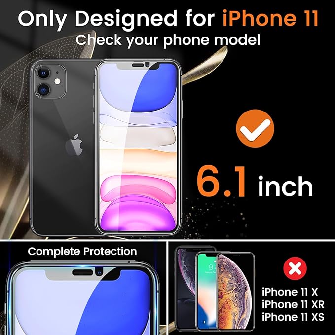 3+3 Pack Privacy Screen Protector for iPhone 11 6.1-Inch with 3 Pack Camera Lens Protector, Anti Spy Tempered Glass Film 9H Hardness Bubble Free Case Friendly