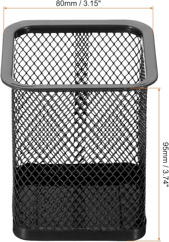 PATIKIL Mesh Pen Holder, Pencil Holder Pencil Basket Pen Cup Locker Organizer Square Makeup Brush Holder for Desk Accessories, Black