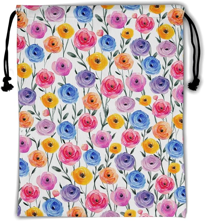 Colorful Floral Gymnastics Grip Bag Lightweight Drawstring Athlete String Bag for Women Sport Grips