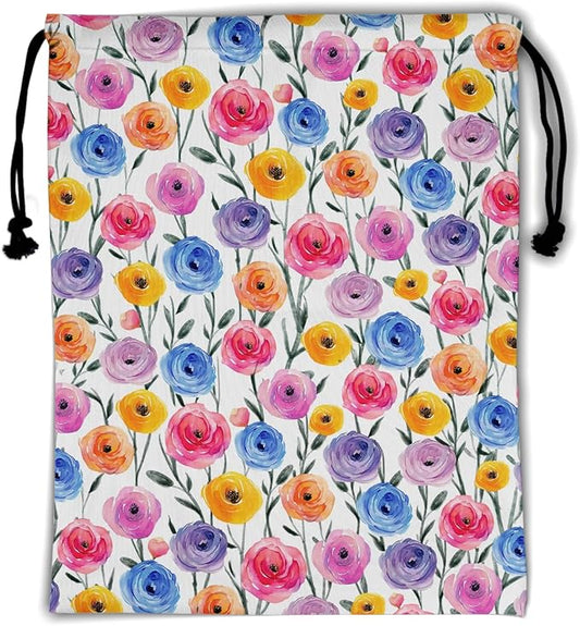Colorful Floral Gymnastics Grip Bag Lightweight Drawstring Athlete String Bag for Women Sport Grips