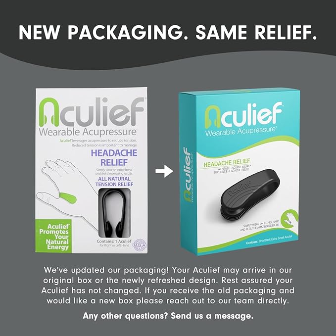 Aculief Wearable Natural Acupressure Support - Targeted Tension Management & Acupressure Tool - Discreet On-The-Go Comfort - Adjustable Fit for Daily Stress - X-Small, Black
