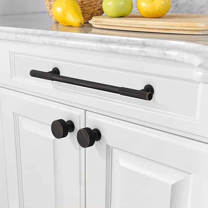 Amerdeco 10 Pack Oil Rubbed Bronze Cabinet Pulls 10 Inch(254MM) Hole Centers Kitchen Cabinet Handles Hardware Kitchen Handles for Cabinets Cupboard Handles Drawer Pulls ZH0071