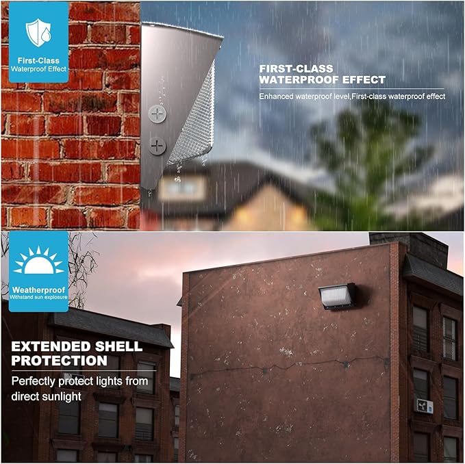 Lightdot 4Pack 250W LED Wall Pack Lights, 100-277v Dusk to Dawn with Photocell | 37500Lm(150Lm/W) 5000K IP65 Outdoor Exterior Lighting Fixture, Energy Saving|5-Yrs Warranty, ETL(Height:20-40ft)