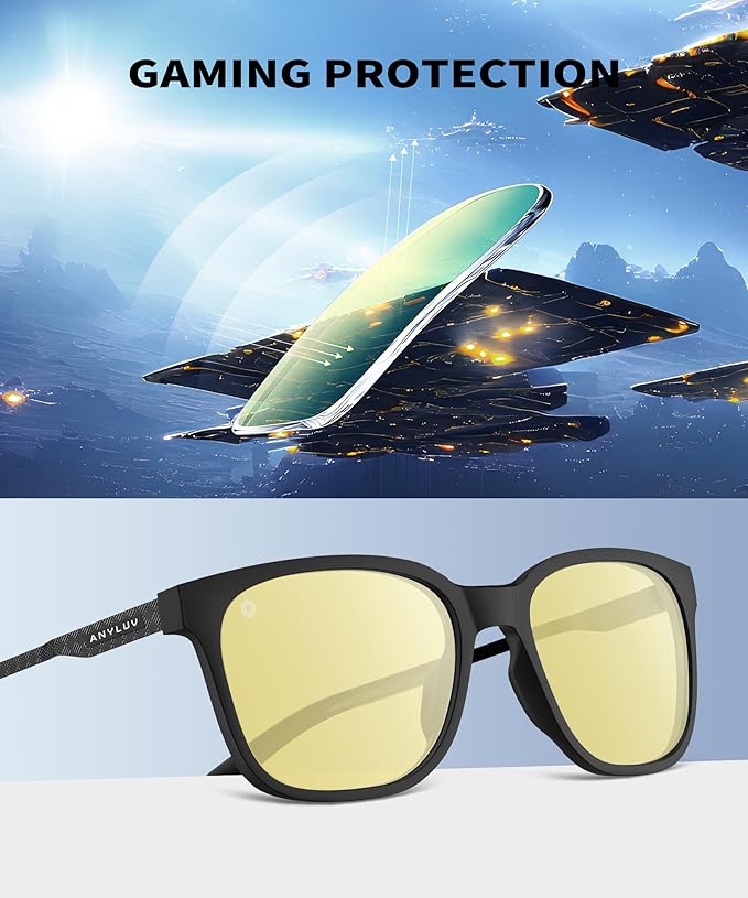 ANYLUV Blue Light Glasses for Men, Computer Gaming Glasses men, Stylish Anti Eyestrain Blue Light Blocking Glasses Men