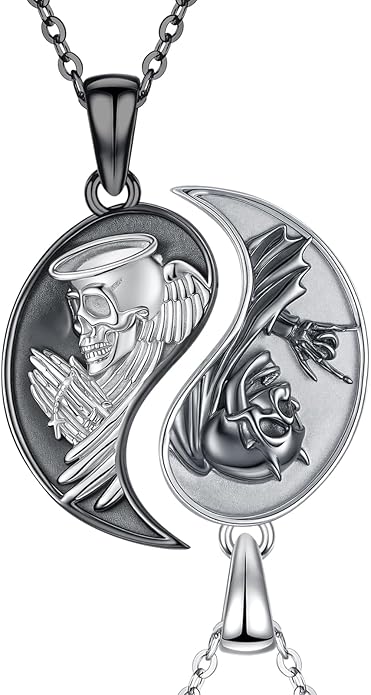 Yin Yang Necklaces 925 Sterling Silver Friendship Sun Moon/Mountain/Dolphin/Tree of Life/Flower/Wings Pendant Necklace Moonstone Abalone Opal Jewelry for Women Men Couples