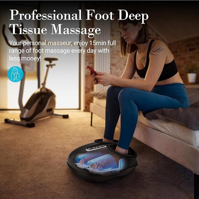 Foot Massager with Heat, Shiatsu Feet Massager with Remote Control, Multi-Level Compression Deep Knead Foot Massage for Neuropathy & Plantar Fasciitis, Fits Up to 13", Gifts