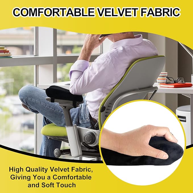 Ergonomic Office Chair Arm Pads, Memory Foam Armrest Pads for Office Chair Gaming Chair Arm Rest Covers for Desk Chair, Armrest Cushions for Elbow Pressure Relief (Set of 2)