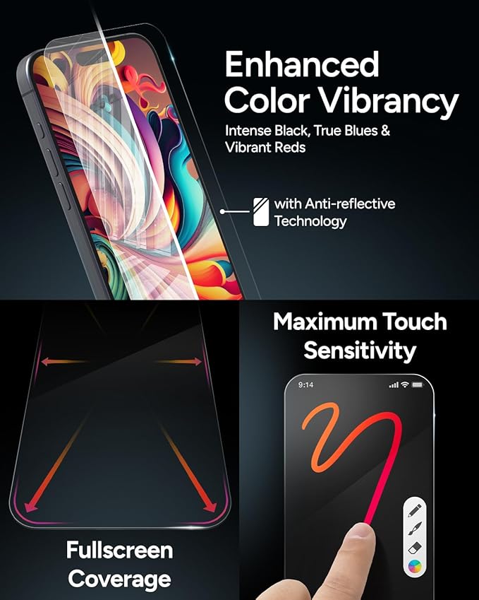 ZAGG XTR4 Screen Protector for iPhone 16 Pro Max - 11x Stronger Tempered Glass, Blue Light Filtration, Anti-Reflective Technology, Graphene Reinforced, InvisibleShield, Easy Dust-Free Installation