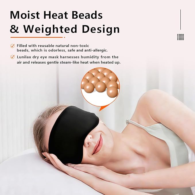 Natural Microwave Heated Eye Mask for Stye Eye Treatment -Moist Heat Warm Compress for Eyes -Premium Silk Eye Mask for Dry Eyes, Sinus, MGD-10 min Heat Therapy -Washable Cover & Adjustable Strap