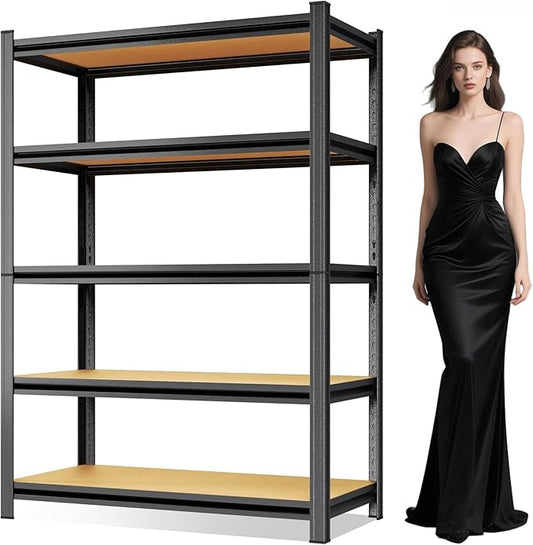 5-Tier Adjustable Heavy Duty Metal Storage Shelves Unit, 72" Tall Garage Shelving Rack for Basement, Kitchen, Office, Warehouse & Pantry - Versatile Metal Shelving Organizer