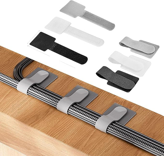 Cord Organizer Cable Management 45 Pack Adhesive Cord Holder Hooks Clips Reusable Holder Straps Strips 2 Size for Under Desk Charging Cords Appliance