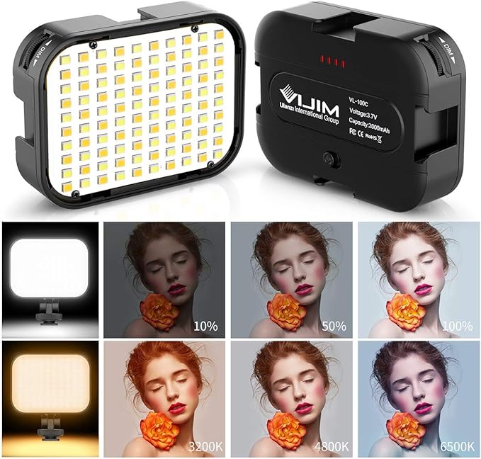 VIJIM VL100C Bi-Color LED Video Light on Camera,Mini Rechargeable 2000mAh LED Camera Lights,CRI95+ Dimmable 2500-6500K Ultra Bright Photo and Video Lighting,LED Fill Lamp