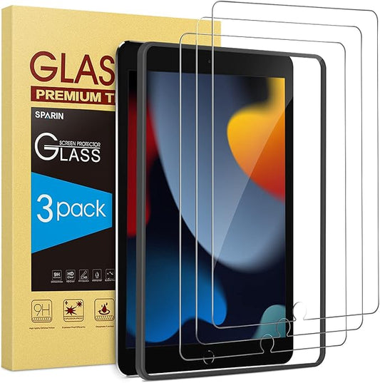 SPARIN 3 Pack Screen Protector for iPad 9th 8th 7th Generation 10.2 inch, Tempered Glass Compatible with iPad 9 8 7 (2021 2020 2019 Model)